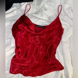 Vintage Zara satin cowl neck spaghetti strap top